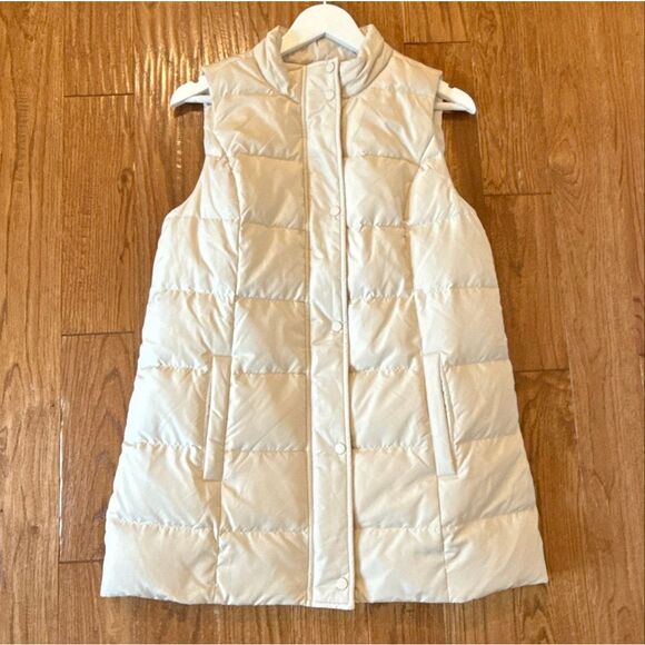J.Jill Down Puffer Longline Vest taupe size small - Picture 9 of 10